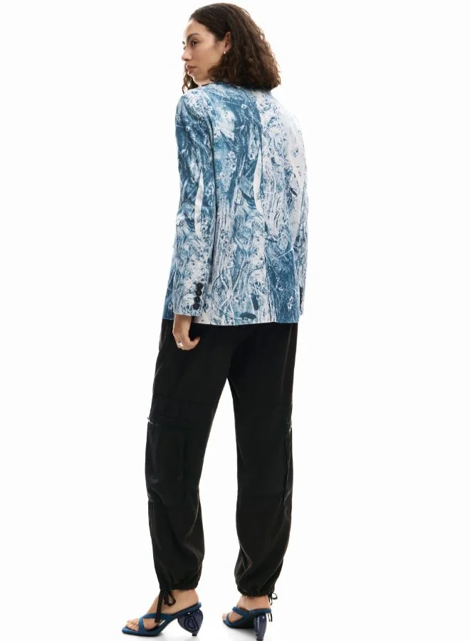 DESIGUAL Blue Photography Blazer for Women | Best Price UAE